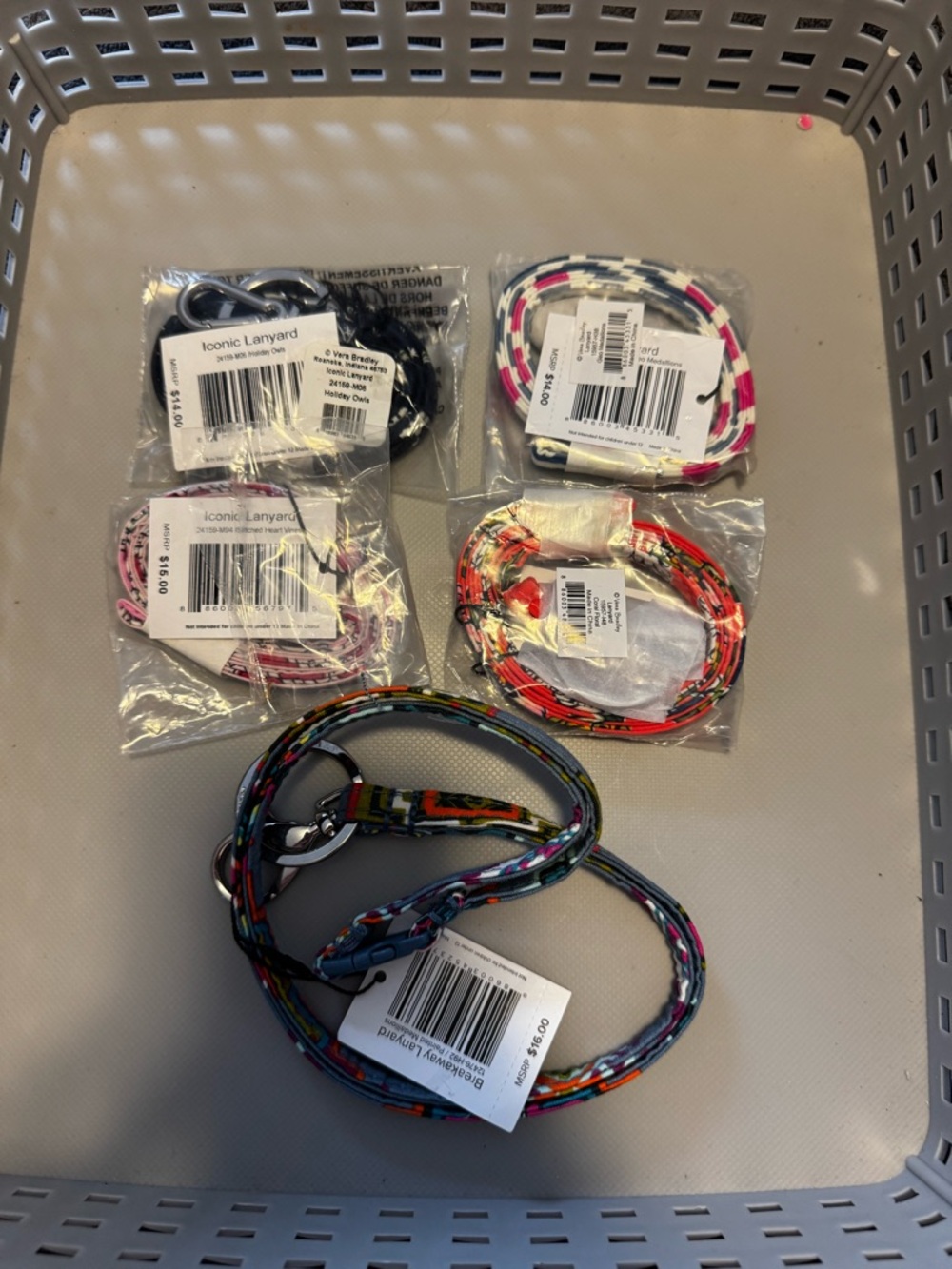 Colorful Patterned Lanyard Set - Multicolor 5 total